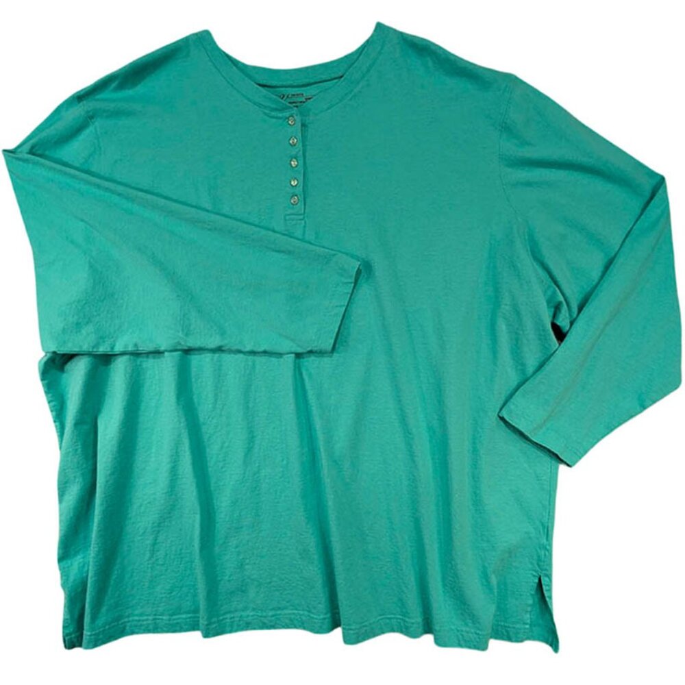 Venezia 5 Button Henley Tee Womens‎ 6X Green Normcore Cottagecore Cozycore 90's
